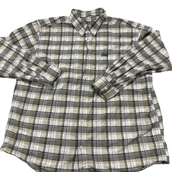 Chaps Button Up Shirt Men Size XL Green Black White Red Plaid 100% Cotton Preppy - Picture 1 of 7